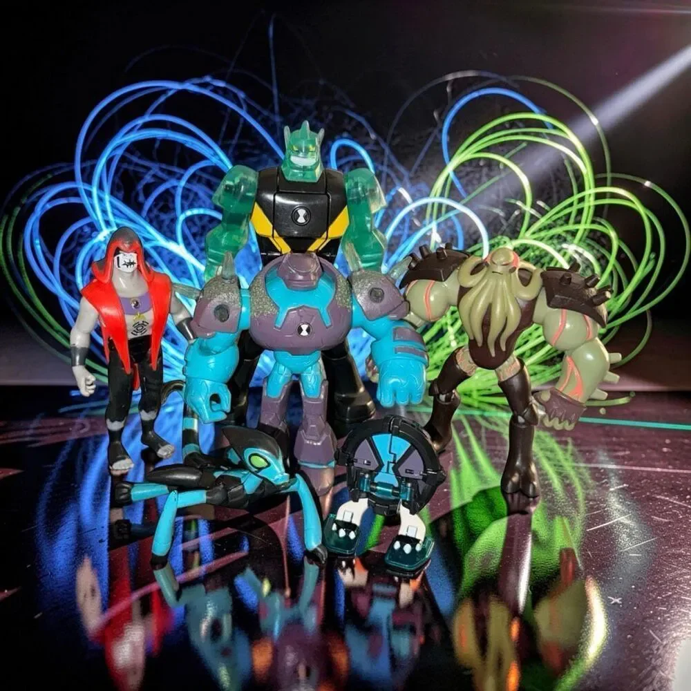Ben 10 Transforming Ben, Omni Shock, Rock, Hex,  Vilgax, XLR8 Battle Figures A56